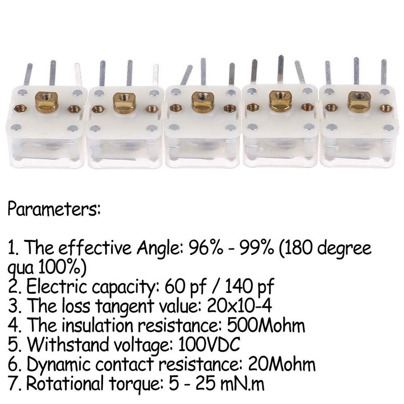 Acxico 5Pcs 223p Duplex Radio Variable Capacitor 60pf/140pf 2.1mm Hole Shaft for Pocket Radio Accessories - Image 2